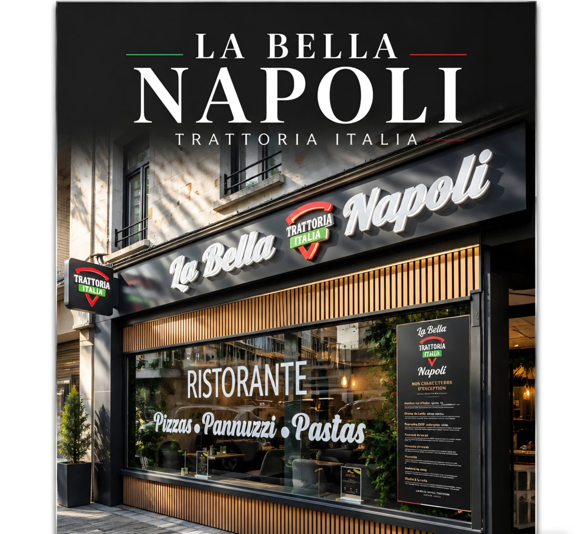La devanture de La Bella Napoli Trattoria à Tourcoing